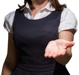 Digital png photo of mid section of elegant woman reaching hand on transparent background
