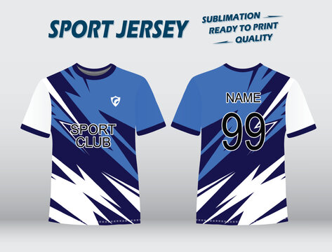 Sports Jersey Design. Cricket, Volleyball, Football, Baseball, Rugby, Soccer, Karate, Games Sublimation T shirt mockup. vector EPS 10.