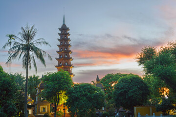 Tower of Tran Quoc temple in Hanoi, Vietnam