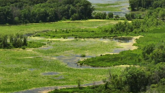 Perrot State Park nature wetland slough marsh environment Trempealeau, aerial