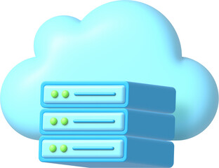 Bid Data Cloud Storage 3D Icon Illustration