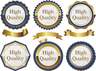 高級感のあるハイクオリティエンブレム6種セット　ブルー＆ゴールド