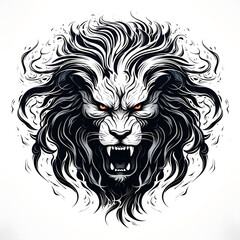 Angry lion head