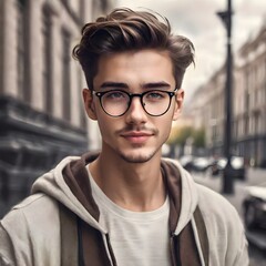 portrait of a man: handsome man with glasses
