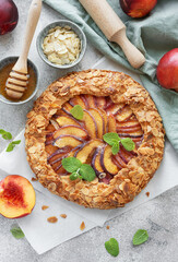 Homemade  galette with peaches.