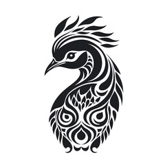 Obraz premium Peacock head celtic tribal tattoo design dark art illustration&nbsp;isolated on white background