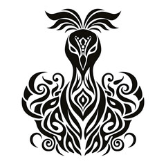Obraz premium Peacock head celtic tribal tattoo design dark art illustration&nbsp;isolated on white background
