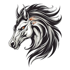 Pegasus head tshirt tattoo design dark art illustration isolated on white background