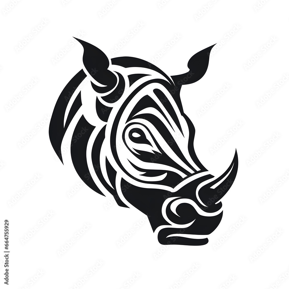 Wall mural rhino head tshirt tattoo design dark art illustration isolated on white background