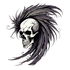 skull with wings feather