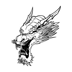 dragon head line art illustration premium vector