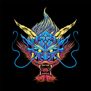 dragon head illustration premium vector