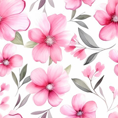 Fototapeta na wymiar Watercolor seamless pattern of pink flowers. Background, fabric, packaging, wrapper, digital paper