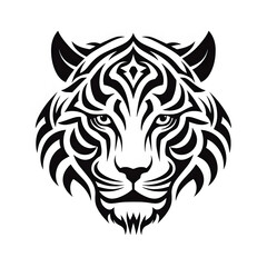 Tiger head tshirt tattoo design dark art illustration isolated on white