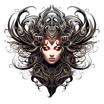 recommend clip art: Valkyrie angel head tshirt tattoo design dark art illustration isolated on white