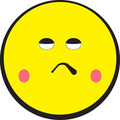 Yellow geometric characters sticker with frustrated face emotions. Funny flat graphic vector illustration