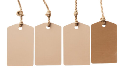 Hanging Cardboard Labels With Rope isolated on transparent background,transparency 