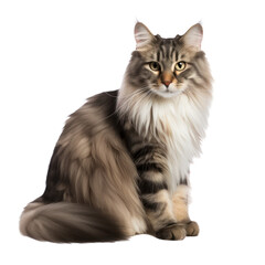 Norwegian Forest cat isolated on transparent background,transparency 