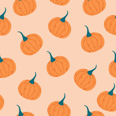 Seamless pattern for autumn season with pumpkin