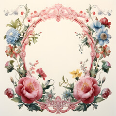 Floral themed ornamental frame with intricate botanical