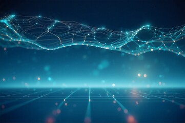 Obraz premium line network with light dot blue background