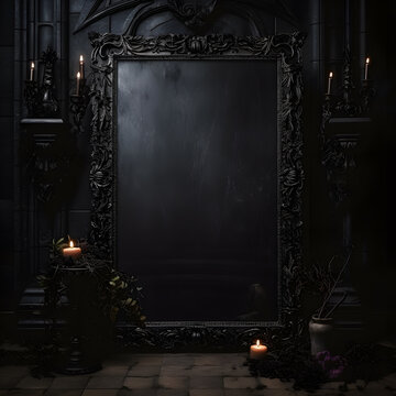 gothic style frame mock up spooky setting and decor dark feel
