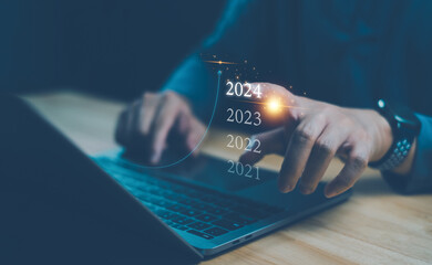 Business 2024 New Year Vision Start Goal Plan Startup Calendar economic goals Annual strategic...