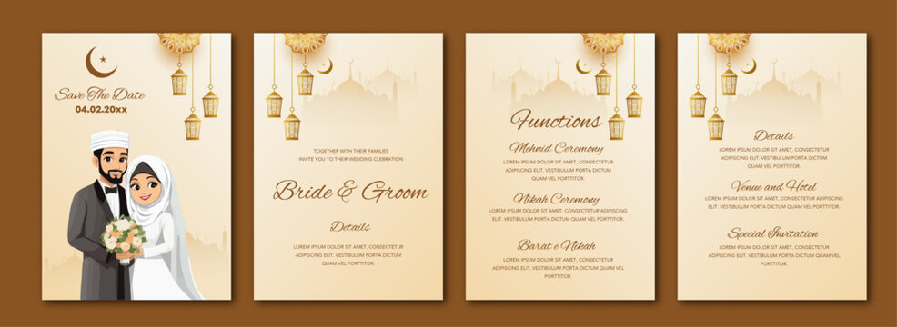 Islamic wedding invitation template 