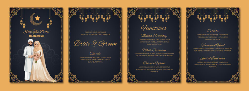 Islamic wedding invitation template 