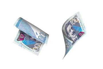 Peruvian banknotes, Latin American money, floating money, money in motion