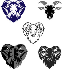 goat head silhouette and vector ustration design