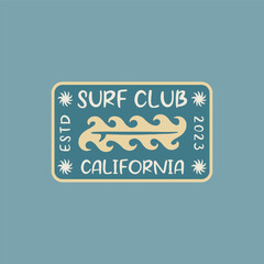 Vintage surf design template for surf club, surf shop, surf merch.