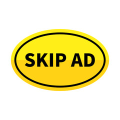 Skip Button In Yellow Oval Shape With Black Line For Advertising Sale Business Website
