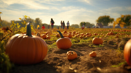 pumpkins in a field