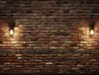Brick wall background with wall lighting generative ai