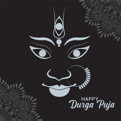 Durga Maa Face Illustration