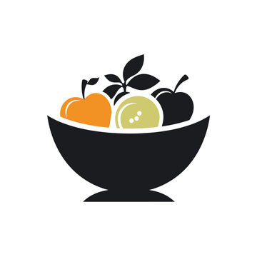 recommend clip art: Silhouette einer Obstschale Früchte Logo Symbol Vektor