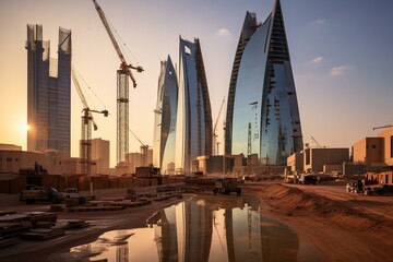 New buildings under construction in Riyadh's King Abdullah Financial District. Generative AI