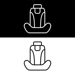 Car Seat Icon, Black And White Version Design Template