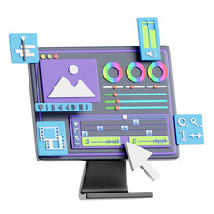 3D Illustration of Advanced Editing Software for Video