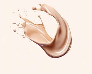 Liquid foundation splash element, fluid cosmetic cream 3d rendering.