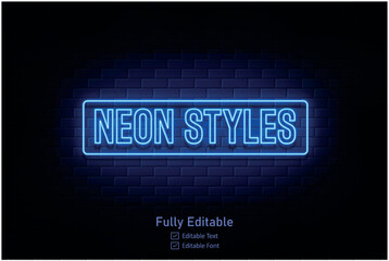 Vector neon effect logo for neon text effect and neon light night party editable text effect and night club