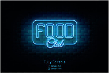 Neon glow and light Cafe and restaurant logo for food club and font style lettering