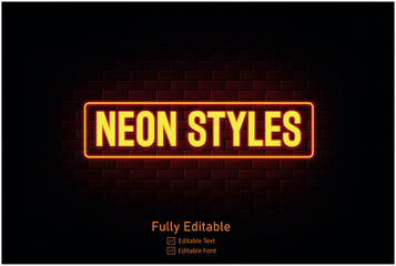 Obraz premium Vector neon effect logo for neon text effect and neon light night party editable text effect and night club