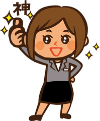 いいねする女性のかわいいキャラクターイラスト