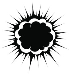 Cartoon Explosion, Cartoon dynamite or bomb explosion, fire set. Boom clouds and smoke elements for ui game design. Dangerous explosive detonation, atomic comics detonators for mobile animation, isola