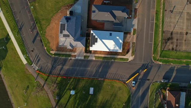 Overhead view of a criterium race on the shore of Lake Mulwala in Yarrawonga Victoria Australia