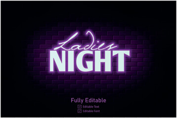 Obraz premium Vector neon effect logo for neon text effect and neon light night party editable text effect and night club