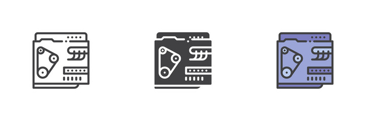 Car engine belt different style icon set