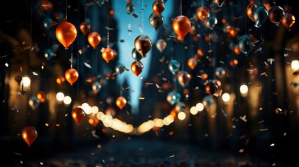 Fototapeta na wymiar New Year Celebration With Confetti Ornaments, Happy New Year Background, Hd Background